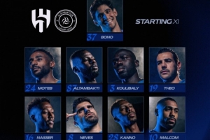 利雅得新月vs利雅得青年人首发：内维斯、特奥、库利巴利出战